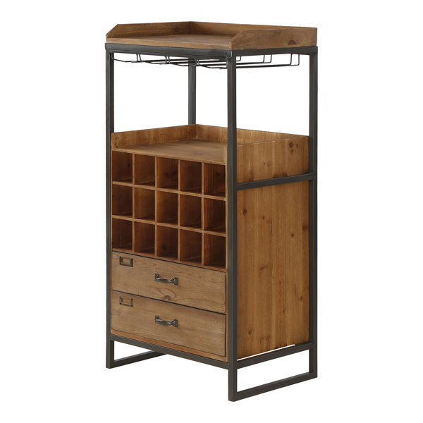 Williston Finley 15 Bottle Floor Wine Bottle & Glass Rack in